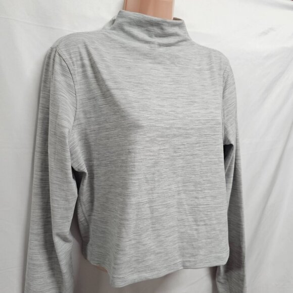 Lululemon All Aligned Mock Neck Long Sleeve Shirt Women Size 14 Gray Pinstriped - Picture 2 of 11